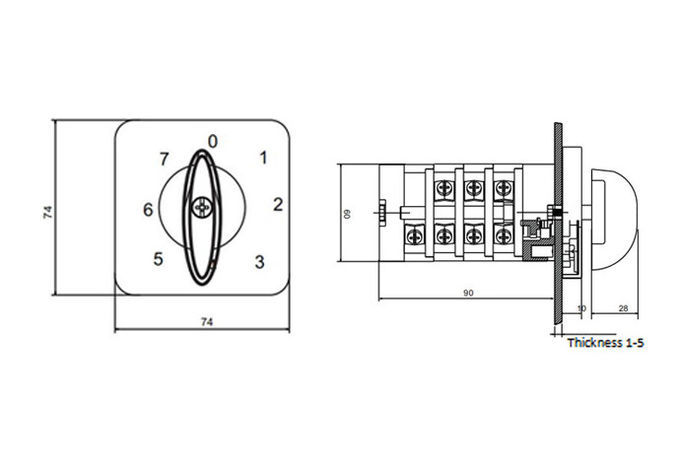 32A 75A Universal Manual Electrical Changeover Switch For Frequency Changer