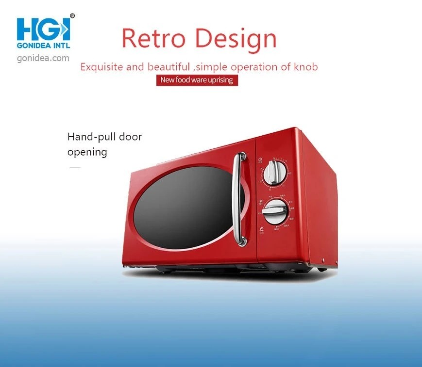 Red Digital Timer Control 20L Microwave Oven Stainless Steel