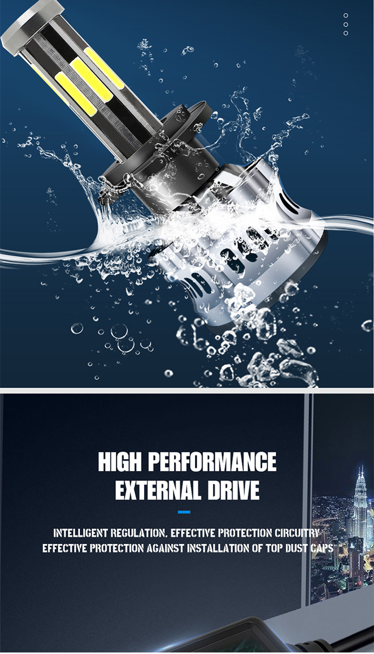 8 Sides H1 H3 H4 H7 9005 9006 Automotive LED Headlight 6000K 360 Canbus