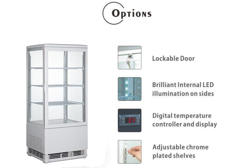 Commercial Four Side Table Top Glass Door Display Freezer