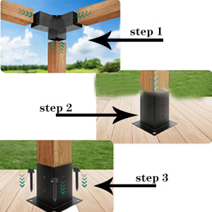 Powder Coated Woodworks Pergola Bracket Hardware Kits for Gazebos and Patio Pergolas