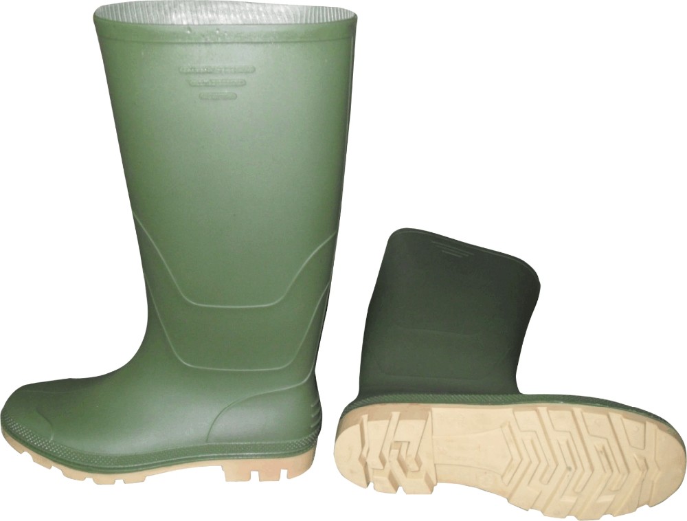 Black CE EN 20347 PVC Rain Boots for Men Steel Toe and Sole Reflective Tape Optional