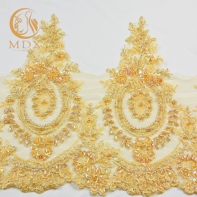 Bridal Decoration Beading Lace Trim Heavy Handmade Colorful Embroidery