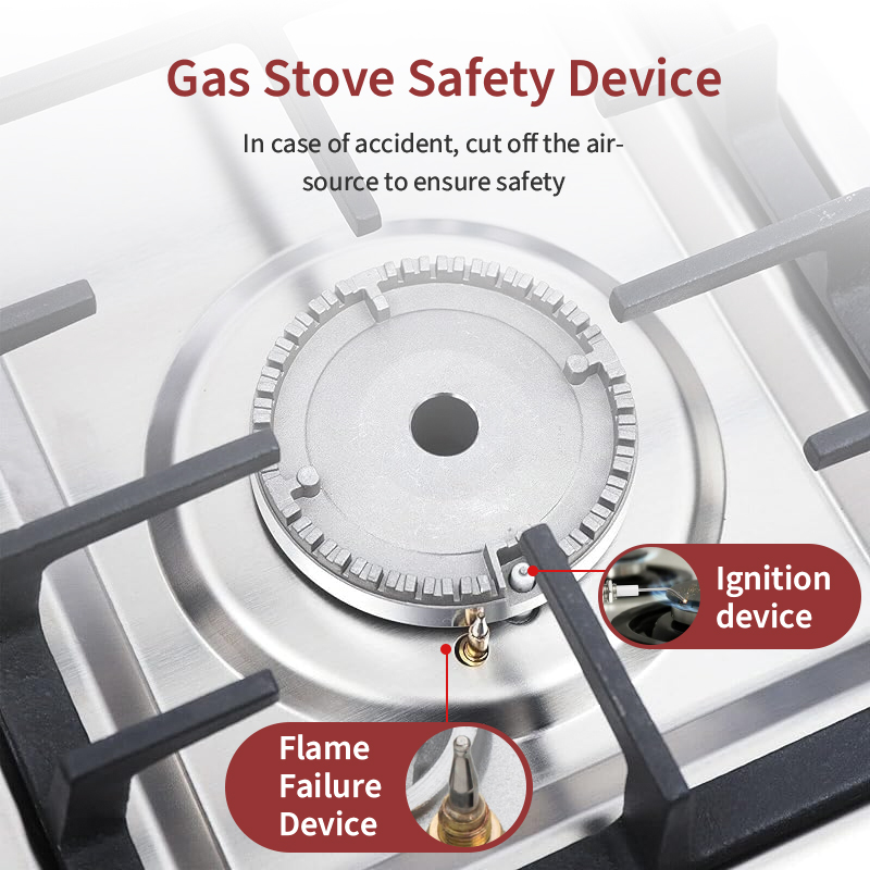 Electronic Ignition 4 Burner Gas Hob Stove Stainless Steel