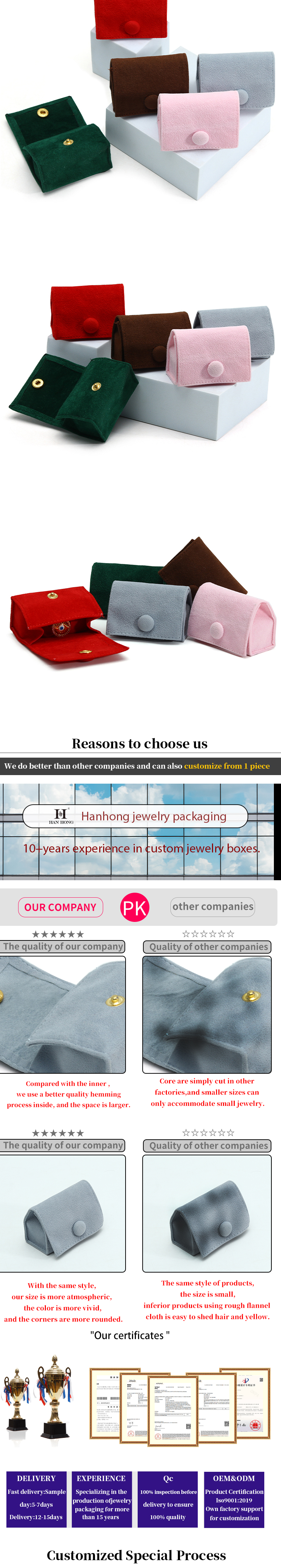 Candy Color Velvet Jewelry Box for Customized Storage of Rings Necklaces and Earrings