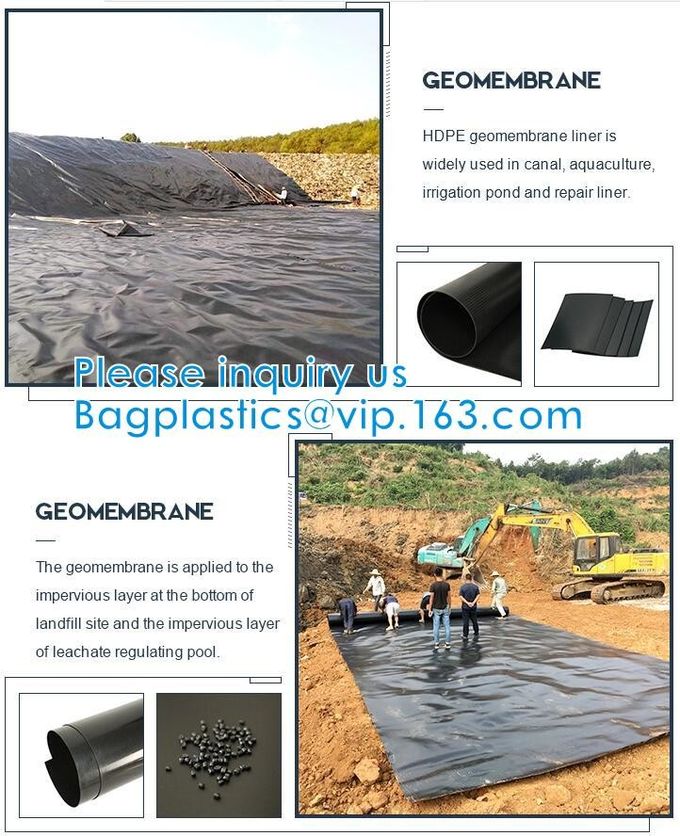 Construction Builder Film Waterproof Dampproof Clear / Black Plastic Poly Film Rolls PVC EPDM PONDS LINER Geomembrane 2