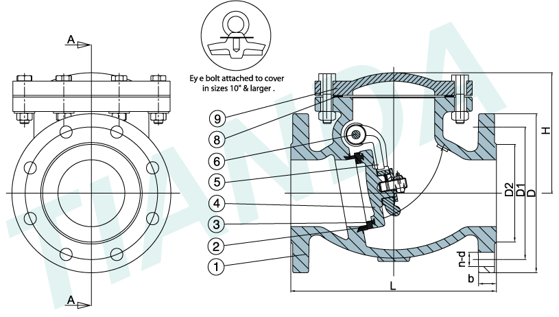 Carbon Steel Swing Type Check Valve ANSI / JIS / DIN 3202 F6 Flanged