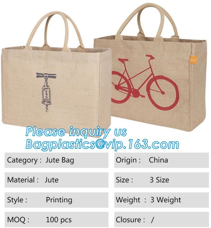 Multifunctional jute bag with low price,Natural Burlap Tote Bags Reusable Jute Bags with Full Gusset,shoulder strap plai