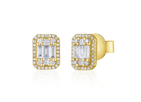 ODM 925 Sterling Silver Hoop Earrings Medium With Small 18K Gold Vermeil Plating