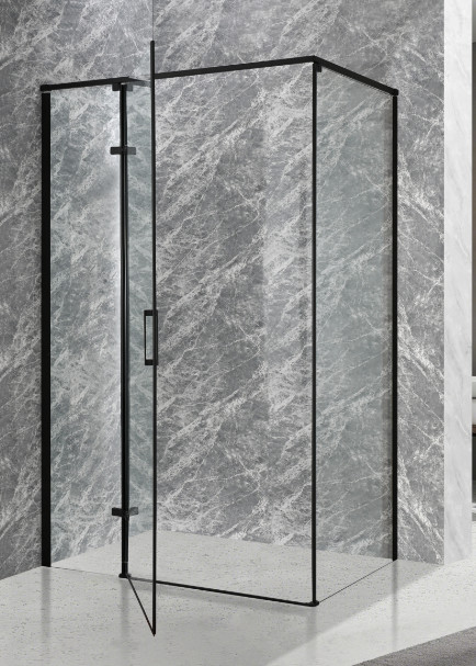 Stylish Shower Enclosure With Black Aluminium And Clear Glass