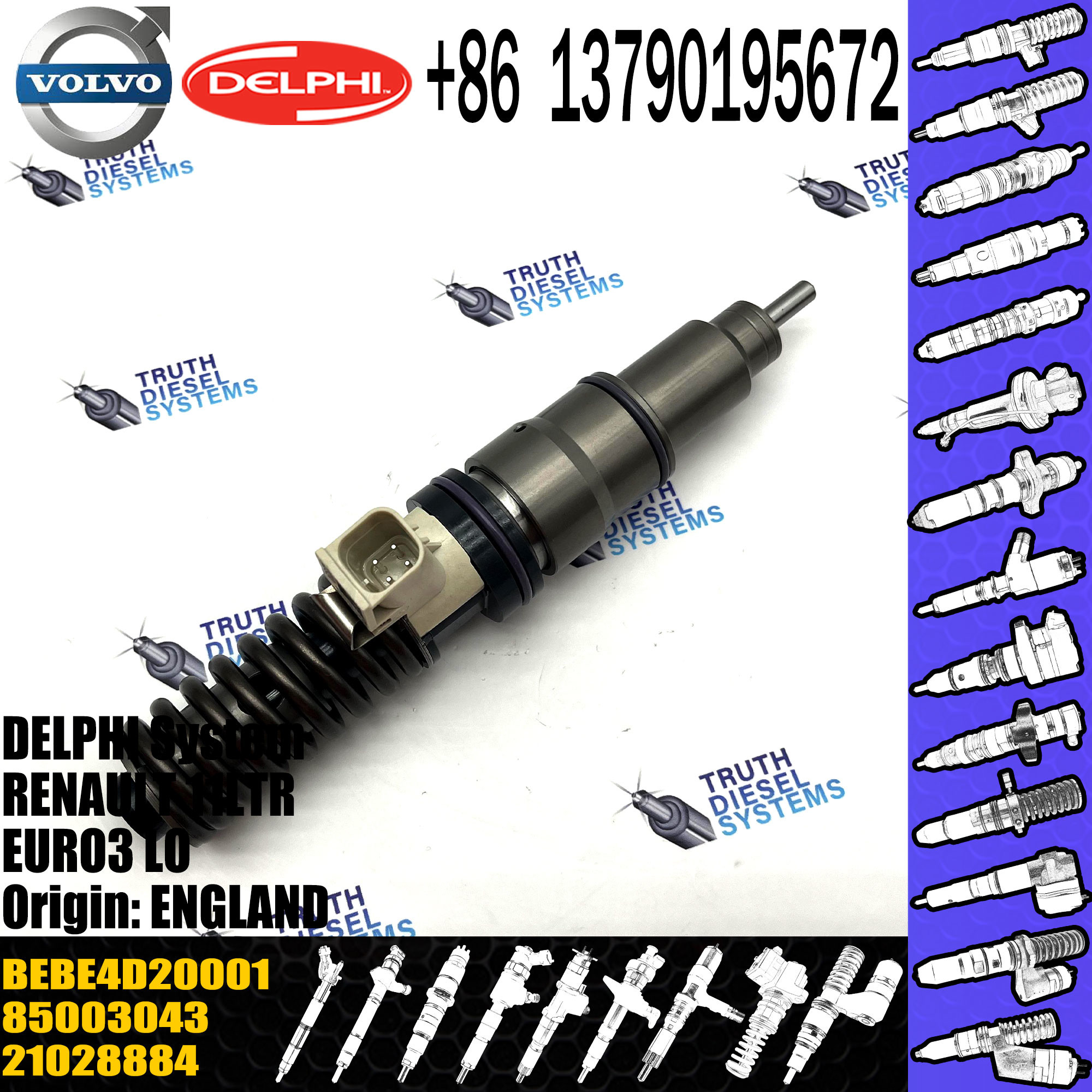 High Quality Diesel Fuel Injector 21028884 7421028884 7485003043 85003043 BEBE4D20001 For 11LTR EURO3 LO