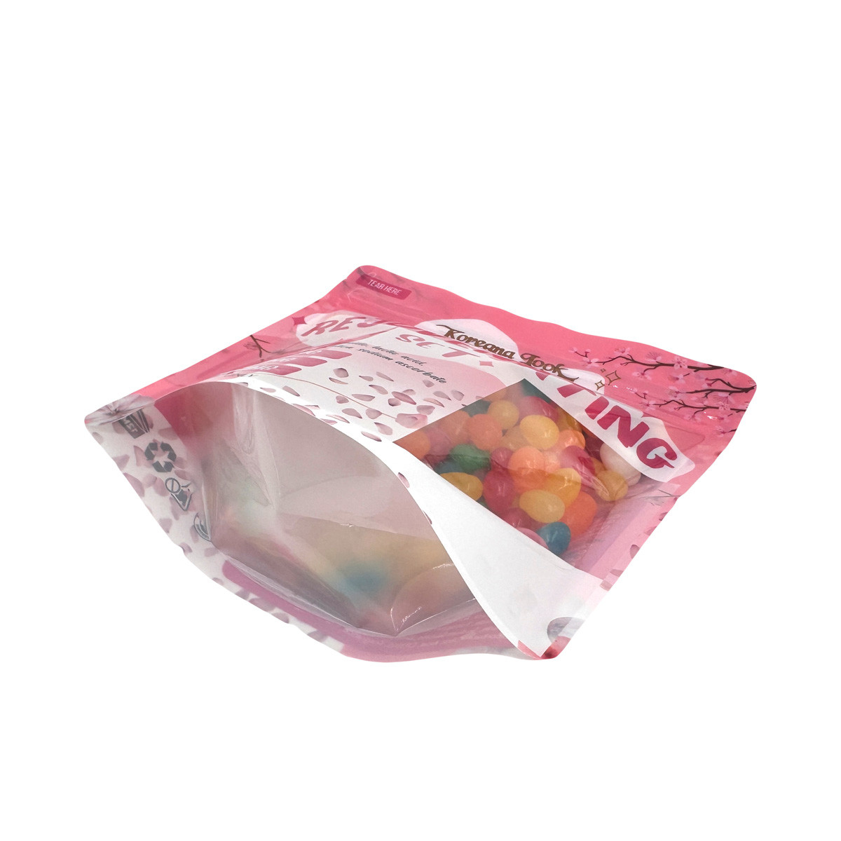 Customized Plastic Digital Printed Resealable Stand Up Pouches with Clear Window for Face Cream Packaging
