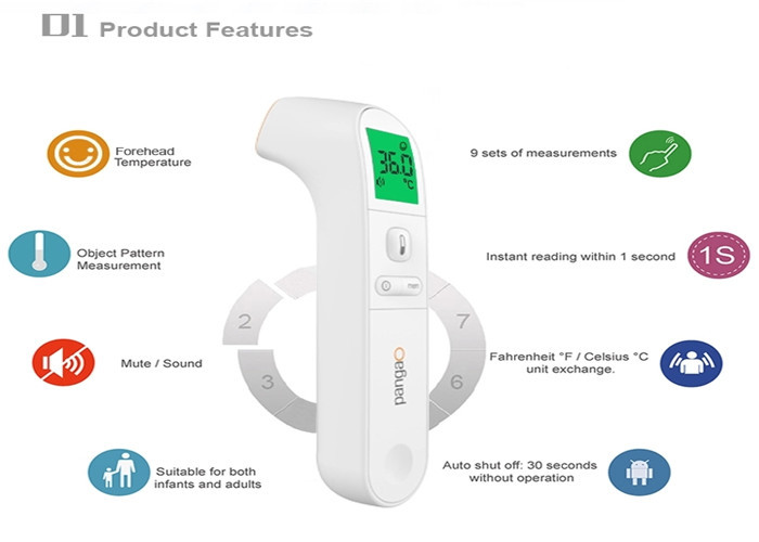 Digital Medical Baby Infrared Thermometer Forehead And Object Mode 9 Memories Design