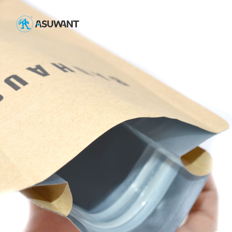 Resealable Kraft Paper Flat Bottom Mylar Coffee Bags