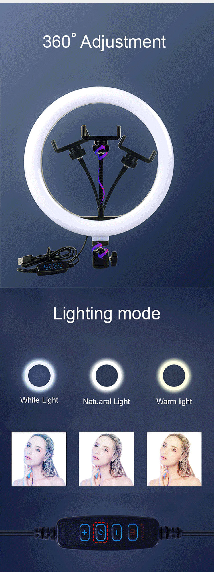 Led Selfie Photographic 12 Inch 24W Ring Supplementary Lamp