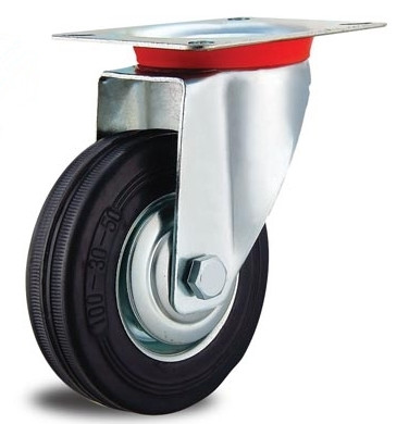 4'' Rubber Wheel For Trolley Cart Casters Industrial Caster Wheels