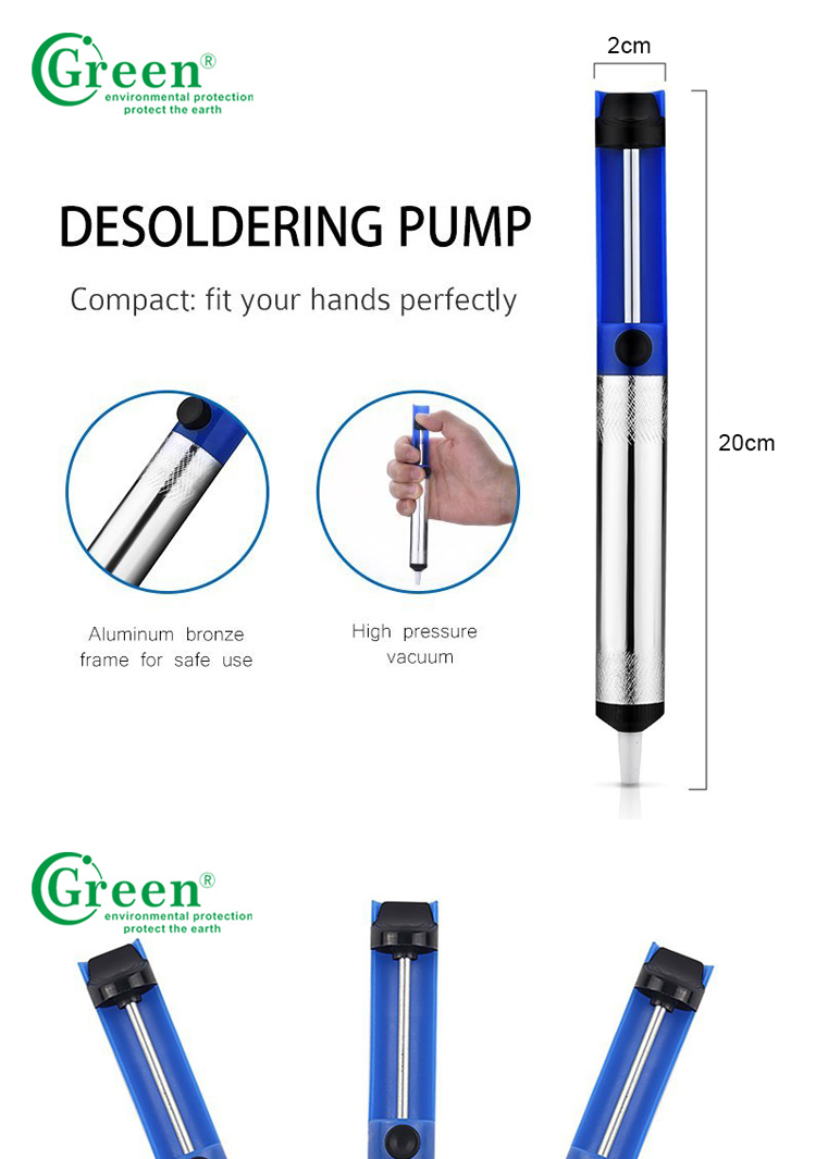 Plastic Desoldering Vacuum Pump , Green DP012 Vacuum Solder Removal Tool