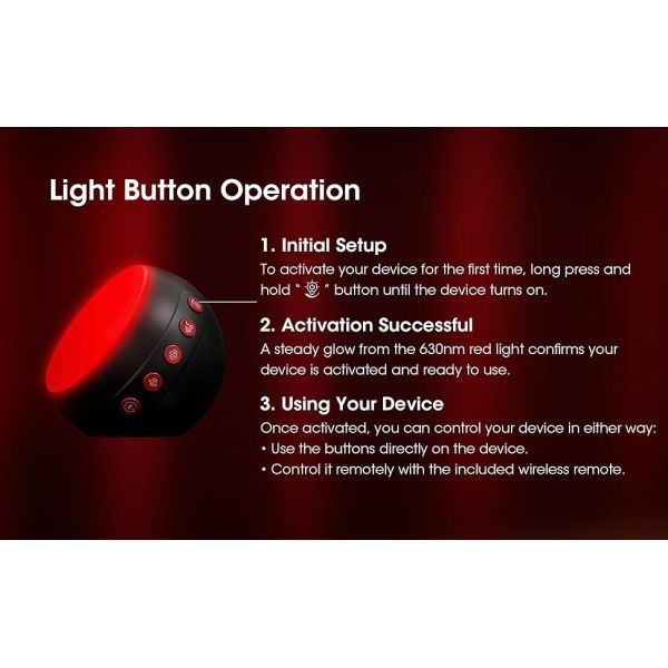 630nm Red Light Therapy Device for Deep Sleep & Relaxation with Rechargeable Battery