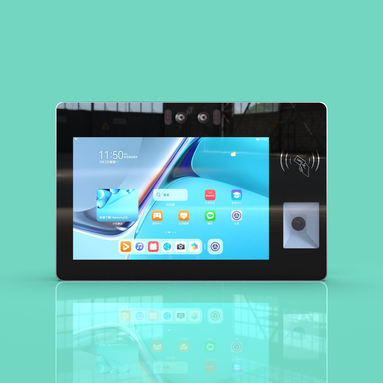 JP1103 Wall-Mounted Face Recognition, Card Reader, and QR Code Scanning 10-Inch Access Control Tablet