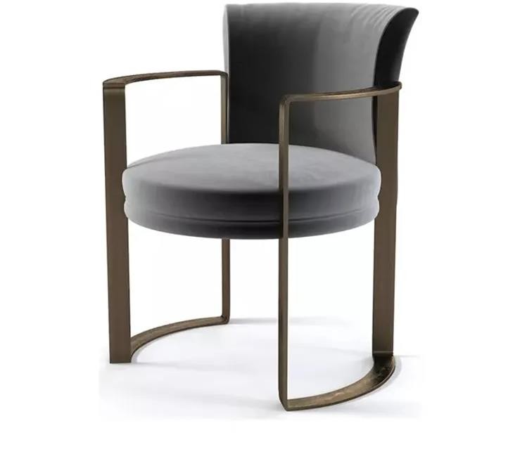 Minimalist Modern Armrest Velvet Leather Metal Dining Chair 65*58*80 cm Customized