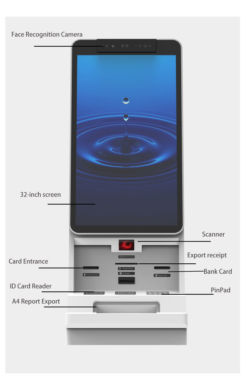 Indoor Cashpayment Self-Service Printer Touch Self Service Kiosk Cash Dispenser