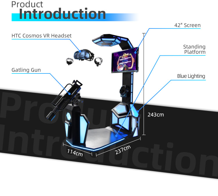 150kg New Interactive Shooting Machine VR Theme Parks 9d Gatling Fighting Game Machine