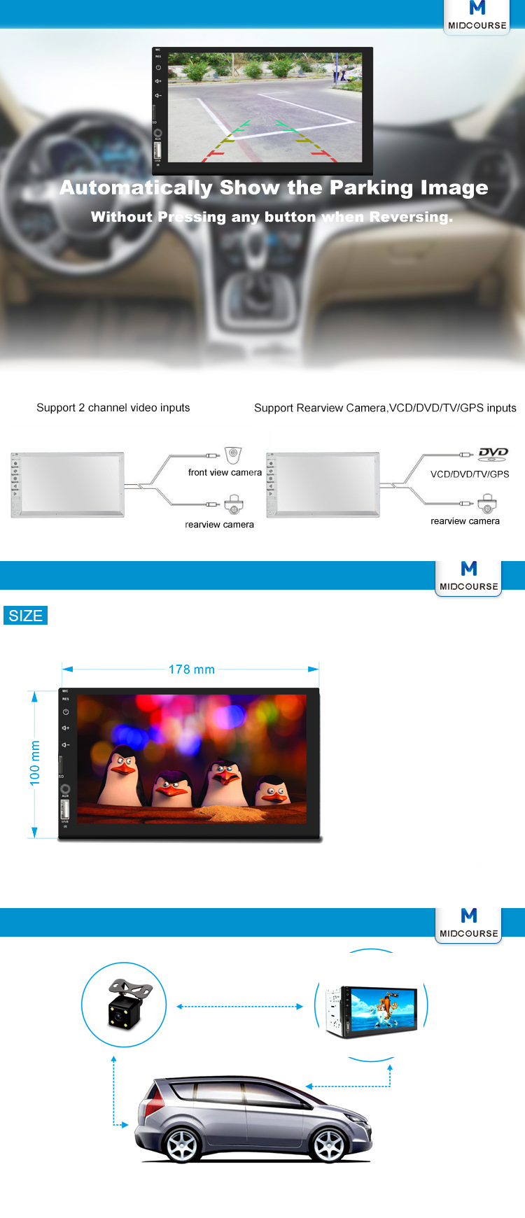Wholesale Capacitive Screen 7 Inch 2 Din Car Audio Radio Stereo with New c200s chip /BT /USB /SD/ Mirror link /Fast cha