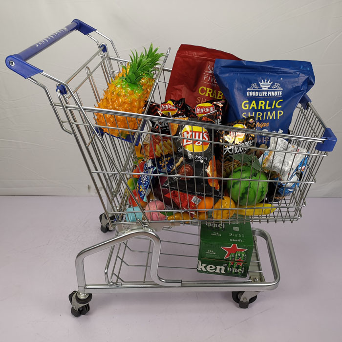 Q195 Steel 150L Supermarket Metal Trolley Cart With Foldable Children Seat