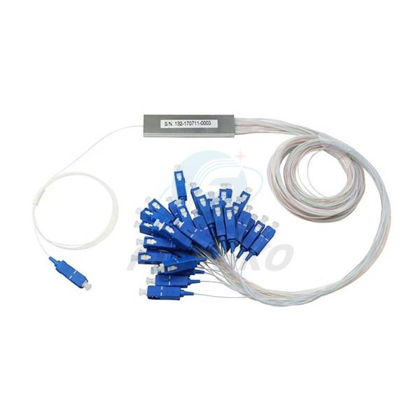 Quality 1x8 1 1*32 1*64 FTTH PLC Steel Tube Splitter SC UPC 0.9mm Fiber Optic PLC Splitter for sale