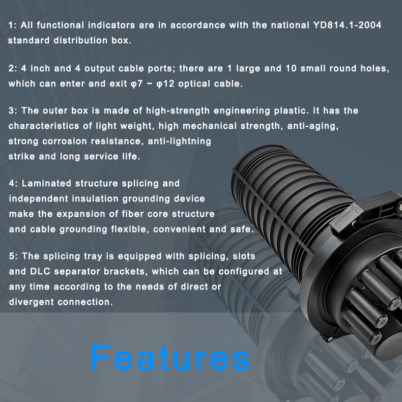 1*16 Splitting Fiber Optic Dome Closure IP68 Outdoor FOSC PP Thread Mechanical Sealing