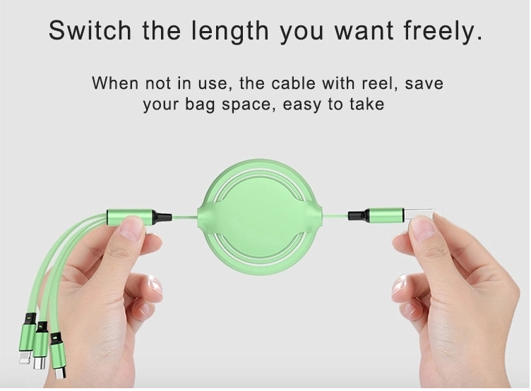 Multi Retractable Fast Charger Cord 1.2m Liquid Silicone Multiple Charging Cable