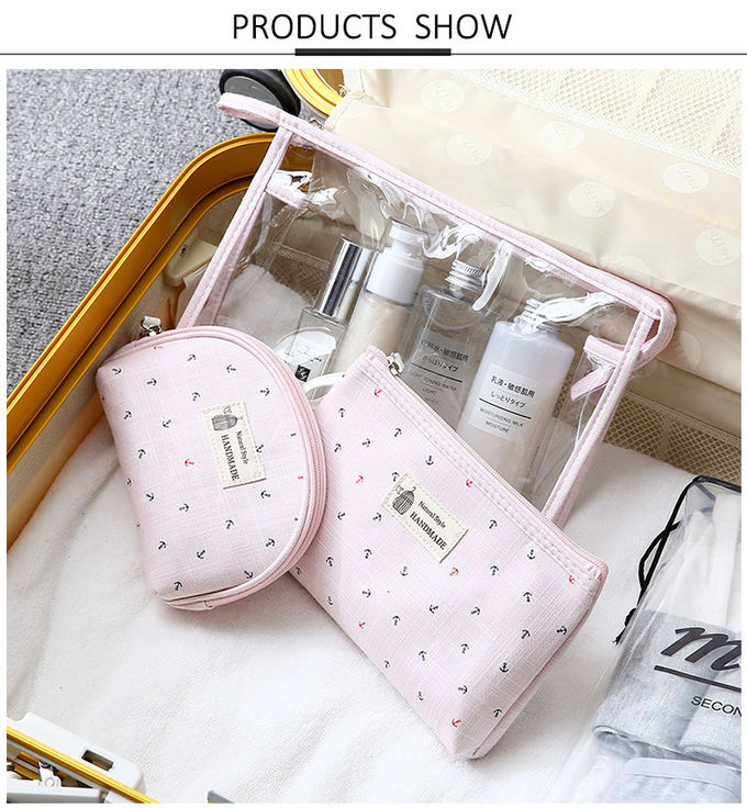 Lady Private Label Waterproof Portable Pink Cosmetic Bag Sets