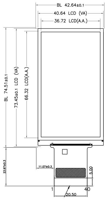 360x640 IPS 3 Inch TFT LCD Module Display Full Viewing Angle With RGB Interface