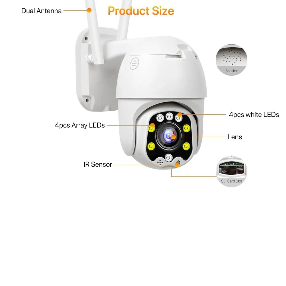 4G SIM Card IP Home Indoor Security Camera HD 1080P Vandalproof
