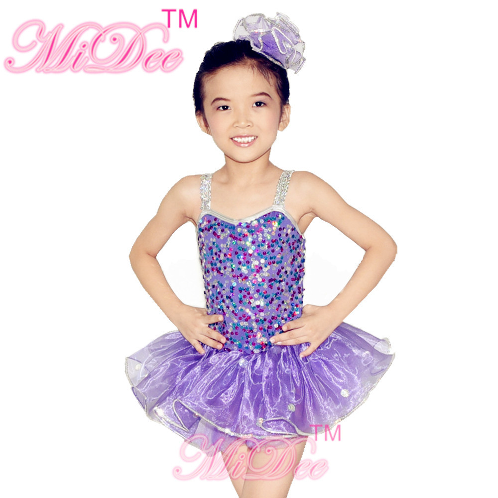 Midee Kids Dance Clothes Coin Sequin Tutu Skirt Dress With Silver Sequins Edge