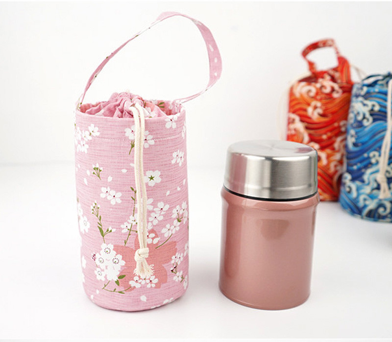 Recyclable Shoulder Strap H20CM Canvas Water Bottle Holder