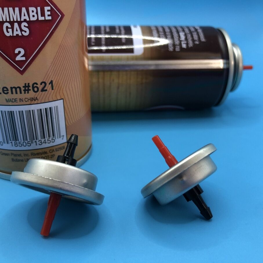Both Sides Clear Lacquered Tinplate Mounting Cup Gas Lighter Valve with Plastic Stem