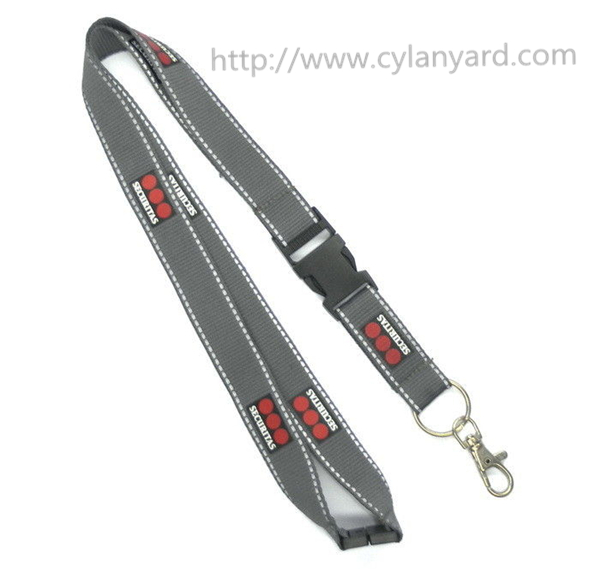logo neck lanyards with reflective lines