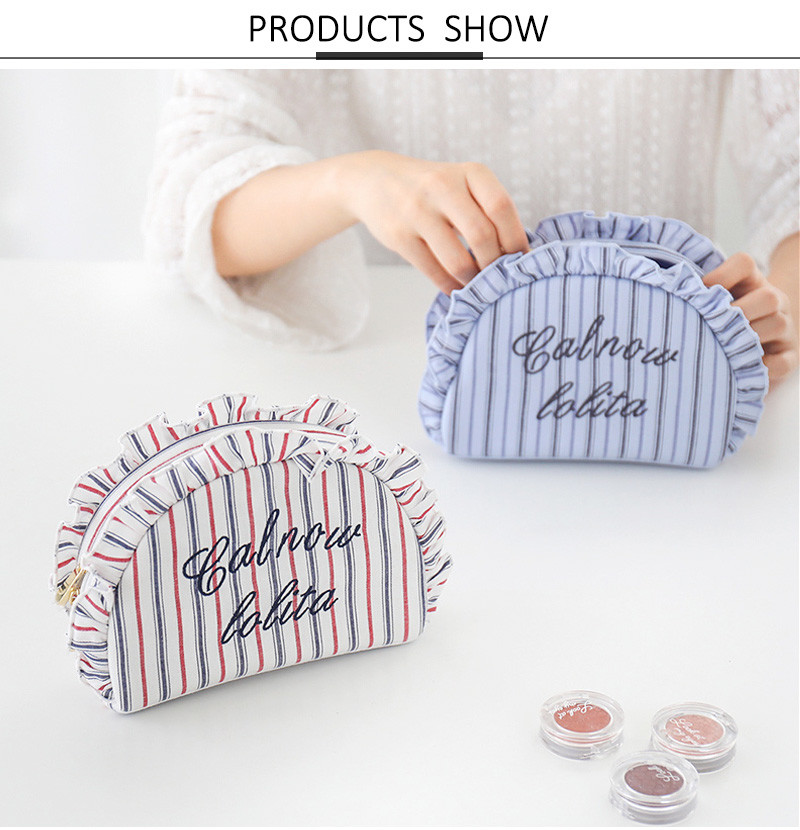 High Quality Professional Stripe Embroidery Makeup Bag Travel Bag