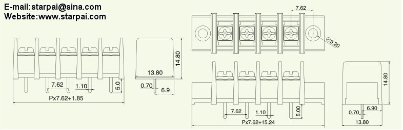 Barrier Terminal Block Pin pitch:7.62mm/0.3in