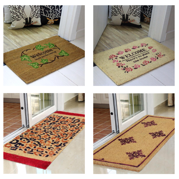 Nature Coco Fiber Printed Coir Entrance Matting , Welcome Home Doormat