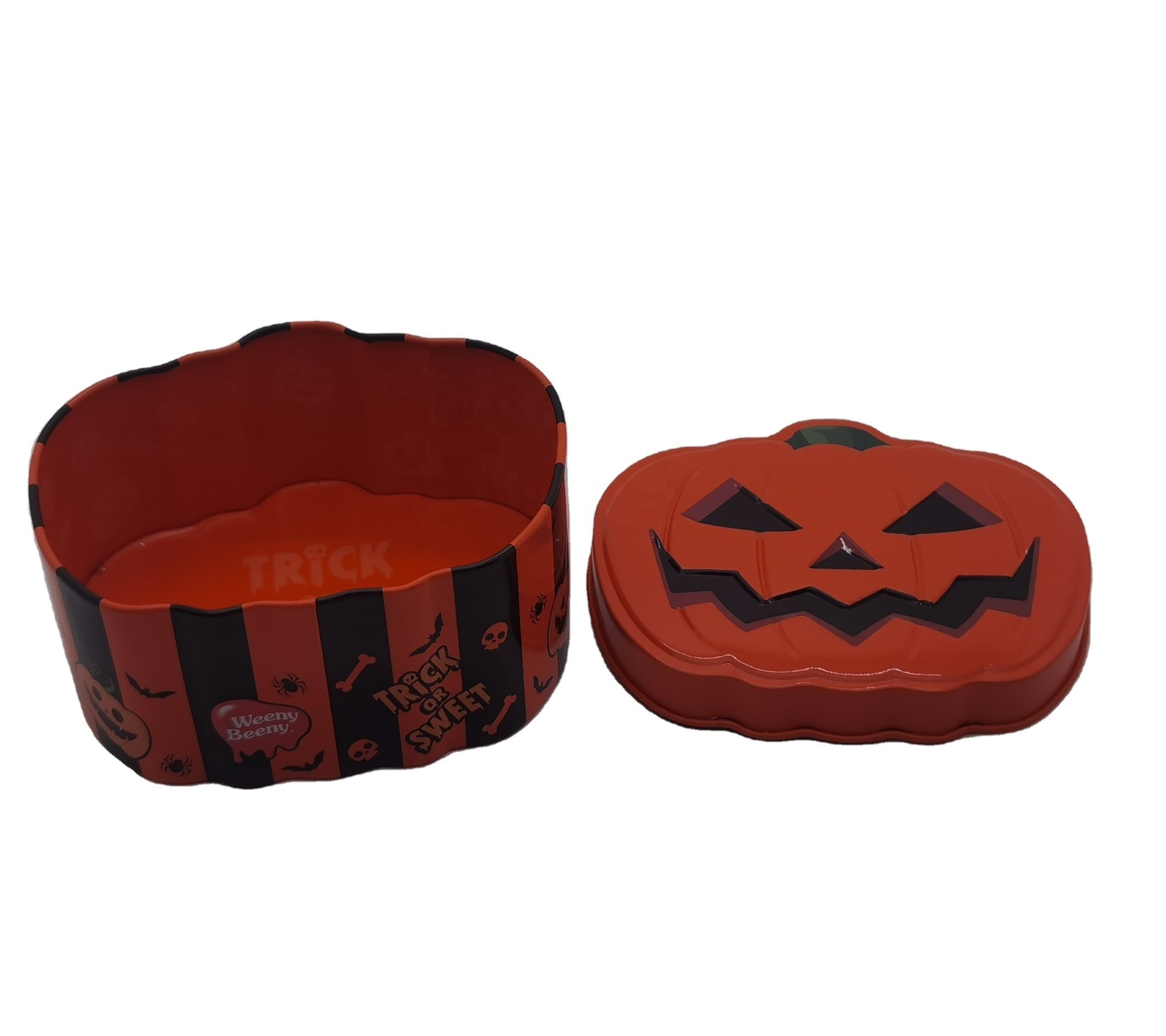 Halloween Pumpkin Shaped Tin Gift Box Metal Tin Can Holiday Gift Packaging