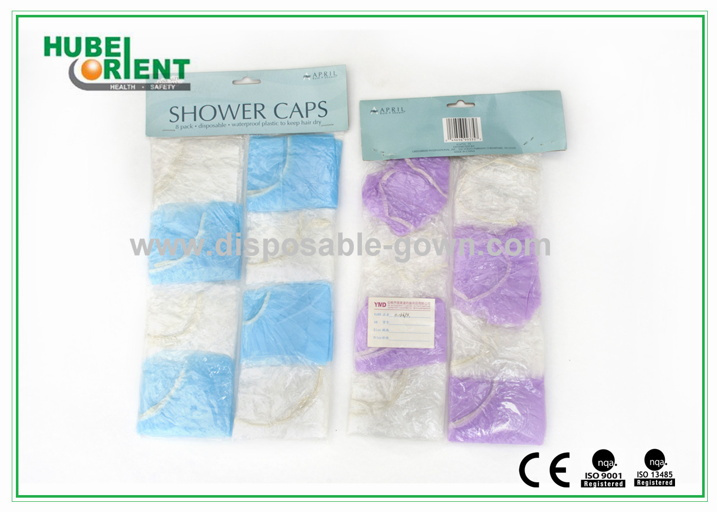 Free Size Colorful Waterproof PE Shower Cap Disposable Easy To Wear For Clean