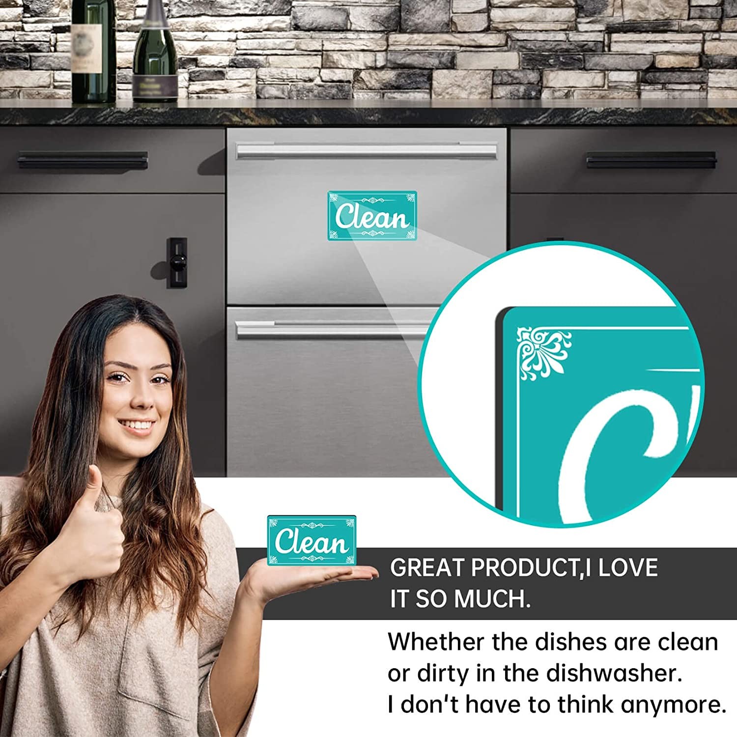 Customized 2mm Kitchen Clean Dirty Dishwasher Clean Sign Magnet 3.54*1.97inch