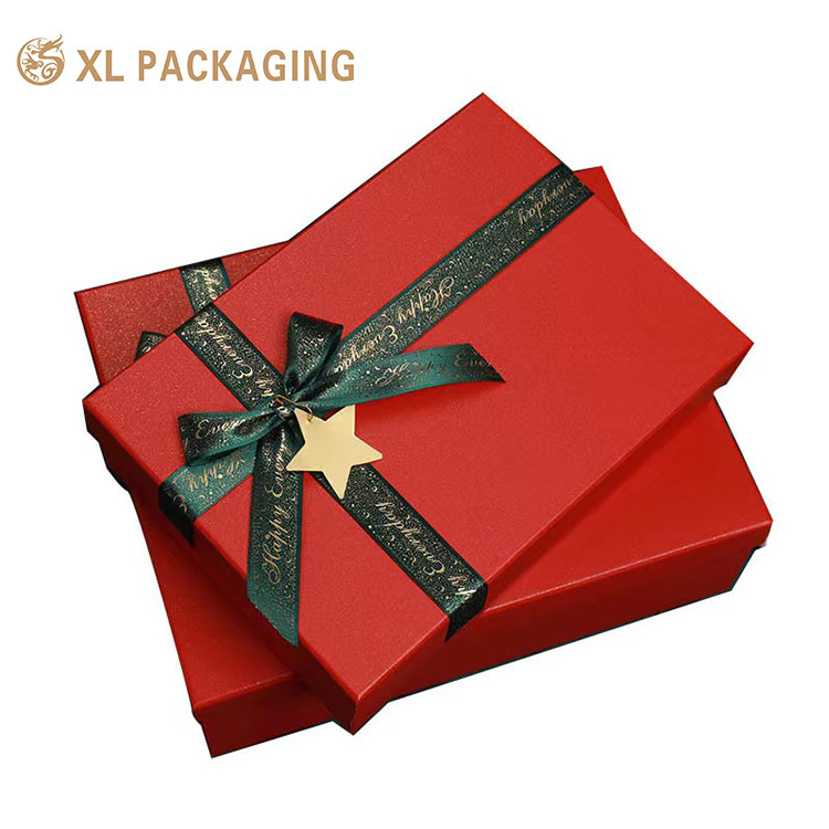 Custom Logo Printing Luxury Design Cardboard Paper Box , Clothes Skincare Festival Gift Packaging Box With Ribbon Bow