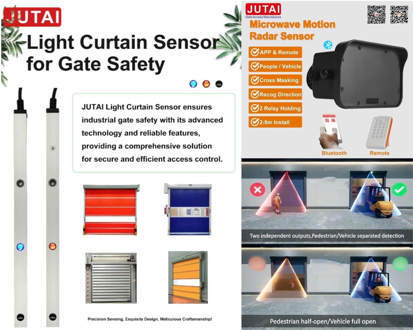 IP67 Waterproof Safety Light Curtain With Blanking For Industrial Garage Doors 30ms Response