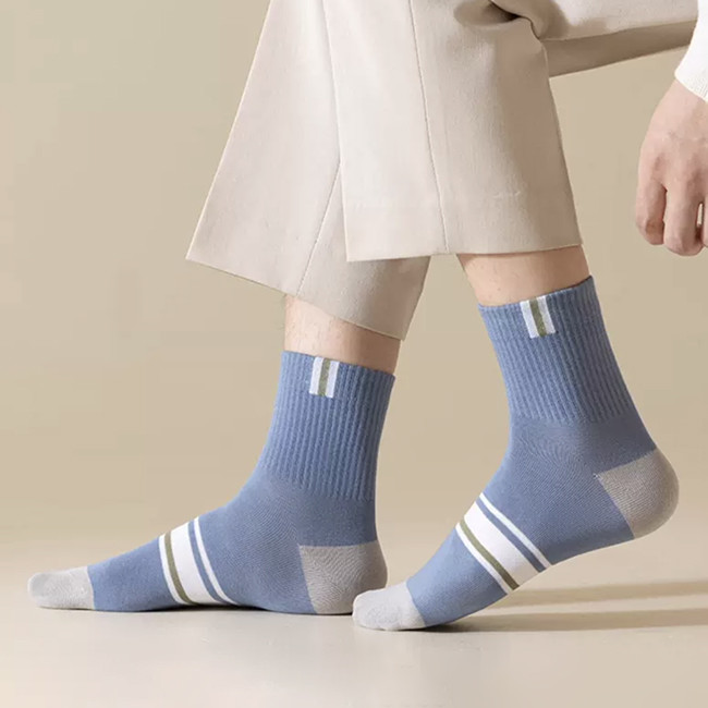 Striped Custom Men Socks Contrast Color Cotton Casual Socks