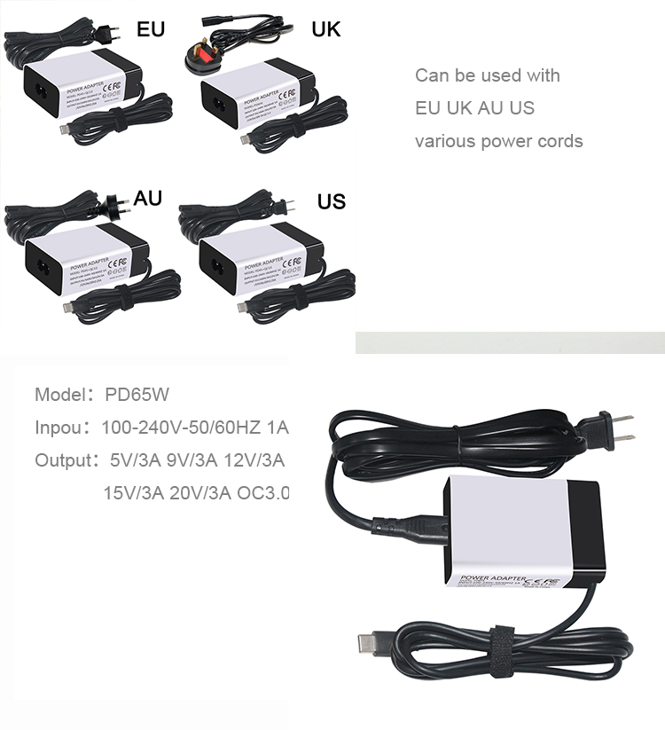 45W USB Type C PD Charger QC 3.0 5V 9V 15V 3A 20V 2.25A Laptop Power Adapter