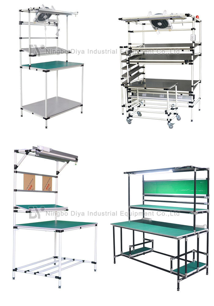 Silver Gray Production Industries Workbench , Polished Surface Assembly Line Worktable