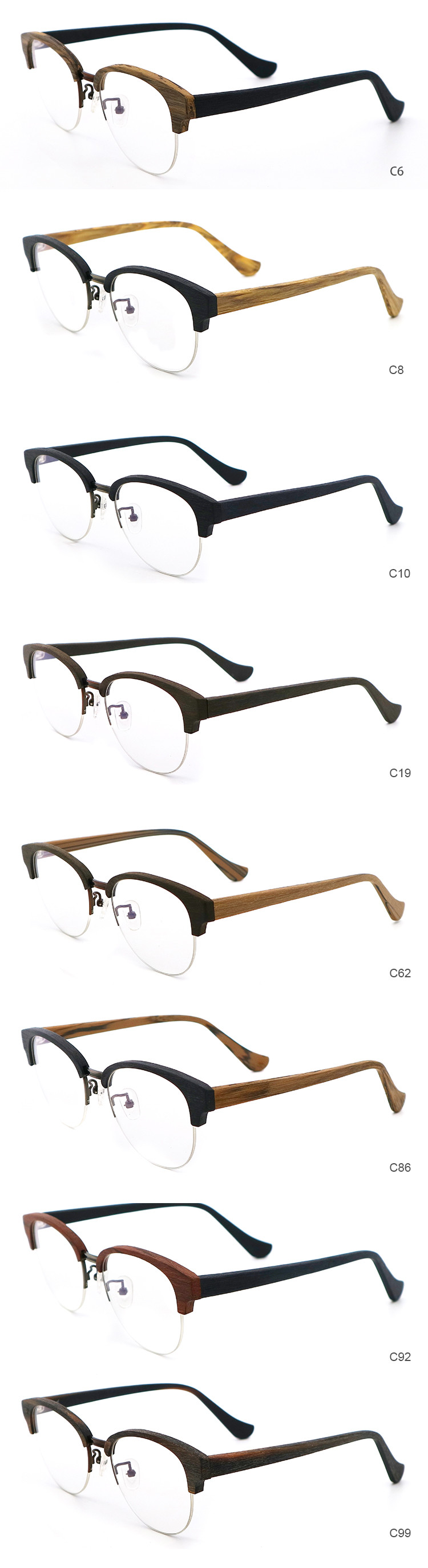 Handmade Retro Wood Grain Acetate Optical Glasses Frame MR H002